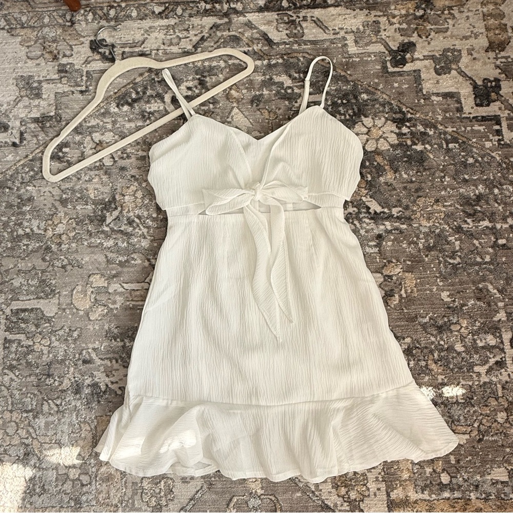 Hello Molly White Ruffled Tie Front Sundress, Size XS